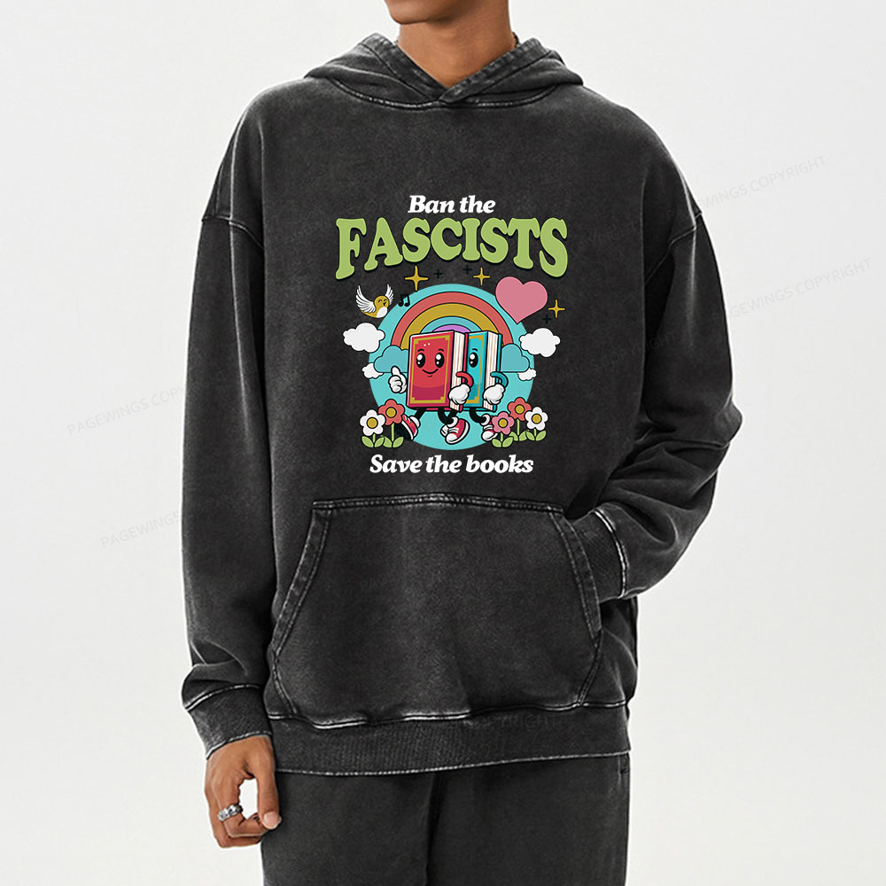 Pagewing Ban the Fascists Save the Books Unisex Washed Hoodie