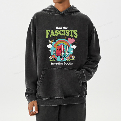 Pagewing Ban the Fascists Save the Books Unisex Washed Hoodie