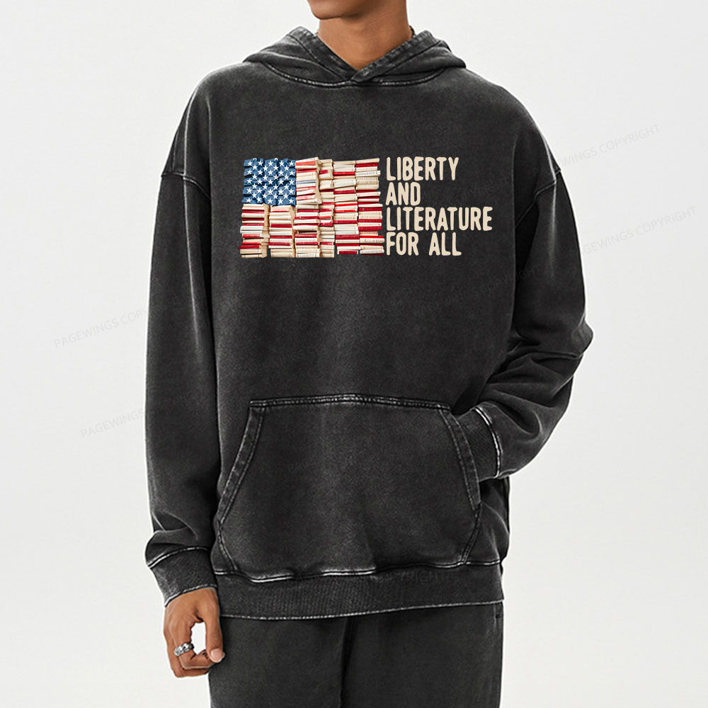 Pagewings Liberty And Literature For All Unisex Washed Hoodie