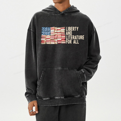Pagewings Liberty And Literature For All Unisex Washed Hoodie