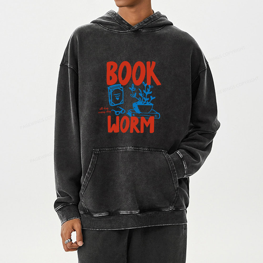 Pagewings Bookworm Unisex Washed Hoodie