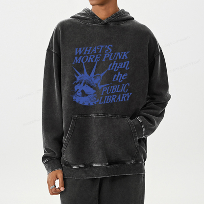 Pagewings What’s More Punk Than The Public Library Unisex Washed Hoodie
