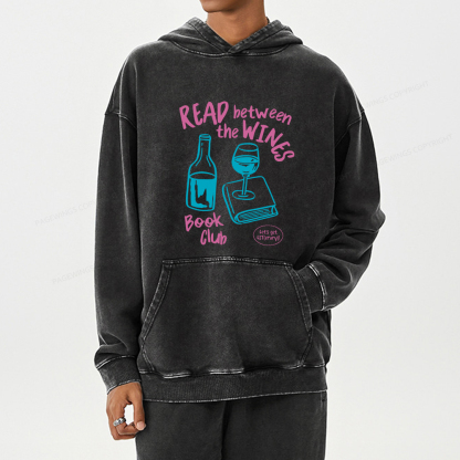 Pagewings Wine Lover Book Club Unisex Washed Hoodie