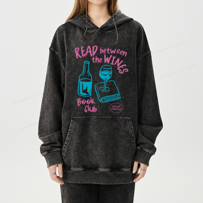Pagewings Wine Lover Book Club Unisex Washed Hoodie