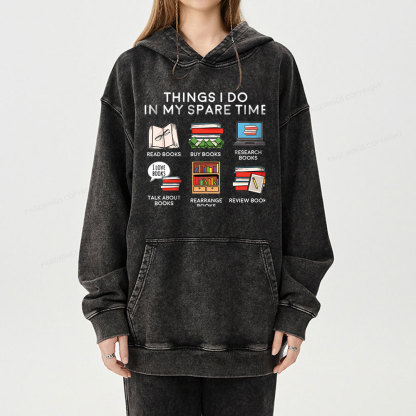 Pagewings Books Reading In My Spare Time Unisex Washed Hoodie
