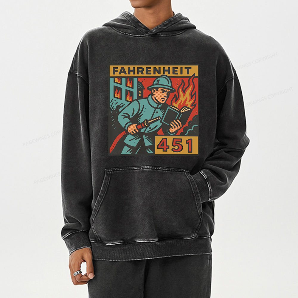 Pagewings Literature 451 Unisex Washed Hoodie