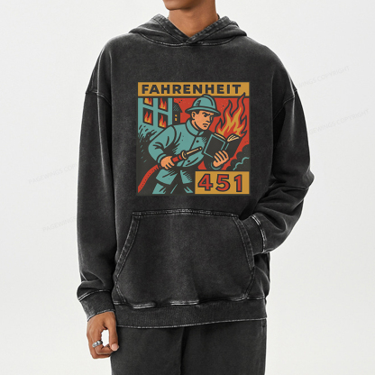 Pagewings Literature 451 Unisex Washed Hoodie