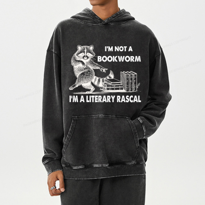 Pagewings I'm Not A Bookworm I'm A Literary Rascal Unisex Washed Hoodie