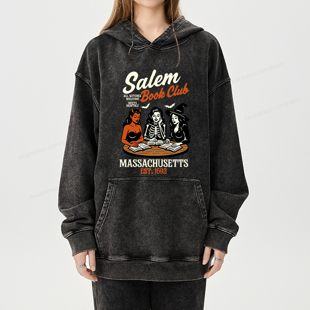 Pagewings Salem Book Club Unisex Washed Hoodie