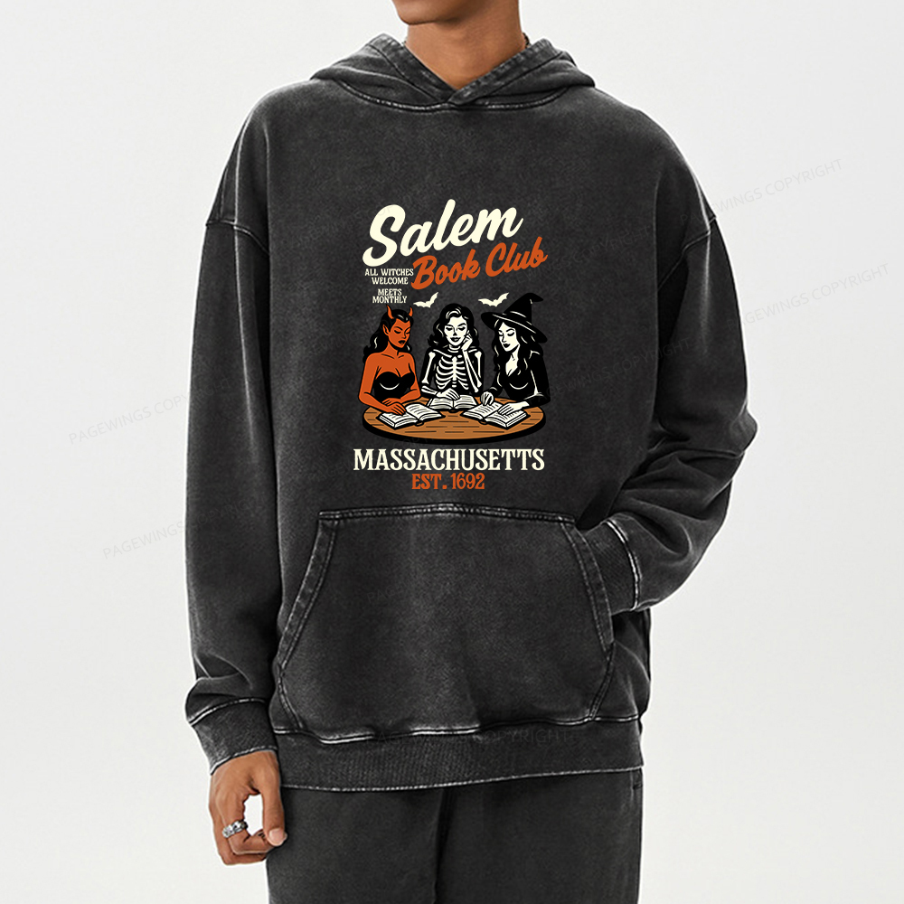 Pagewings Salem Book Club Unisex Washed Hoodie