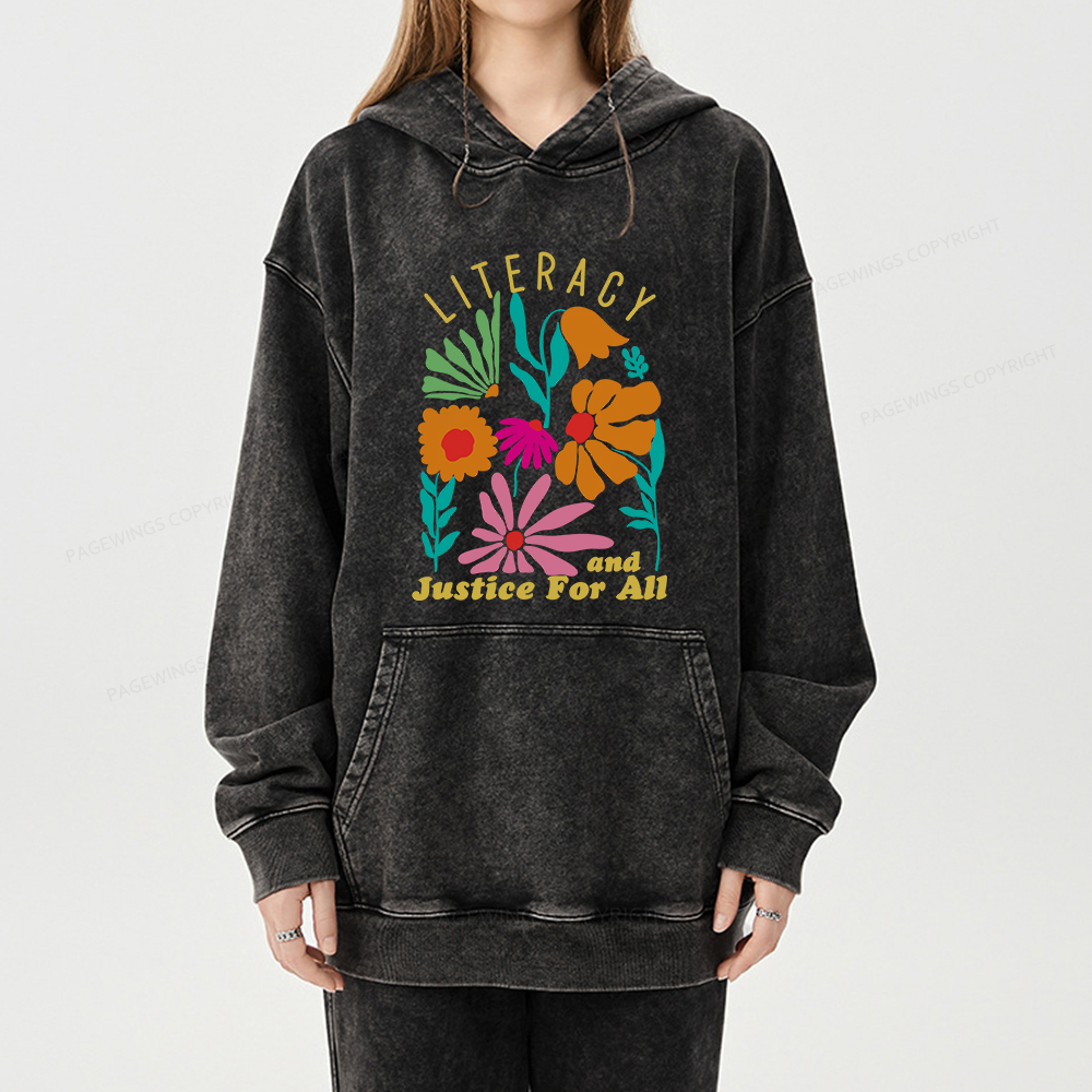 Pagewings Literacy And Justice Unisex Washed Hoodie
