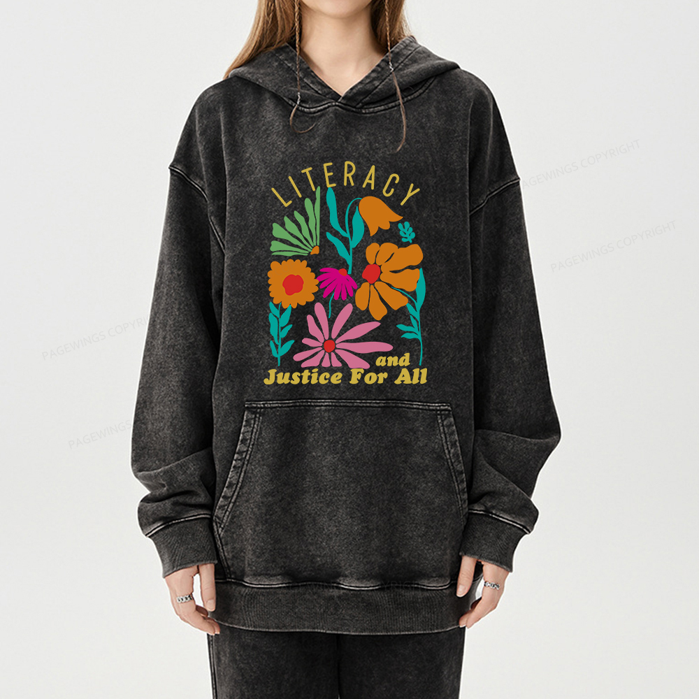 Pagewings Literacy And Justice Unisex Washed Hoodie