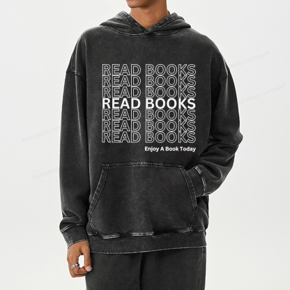 Pagewings Read Books Librarian Unisex Washed Hoodie