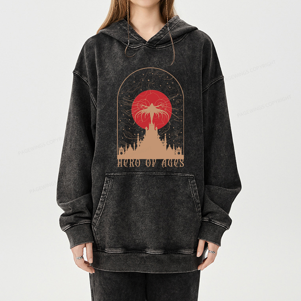 Pagewings Mist Bookish Unisex Washed Hoodie