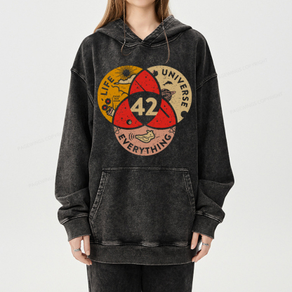 Pagewings 42 The Answer To Life The Universe And Everything Unisex Washed Hoodie