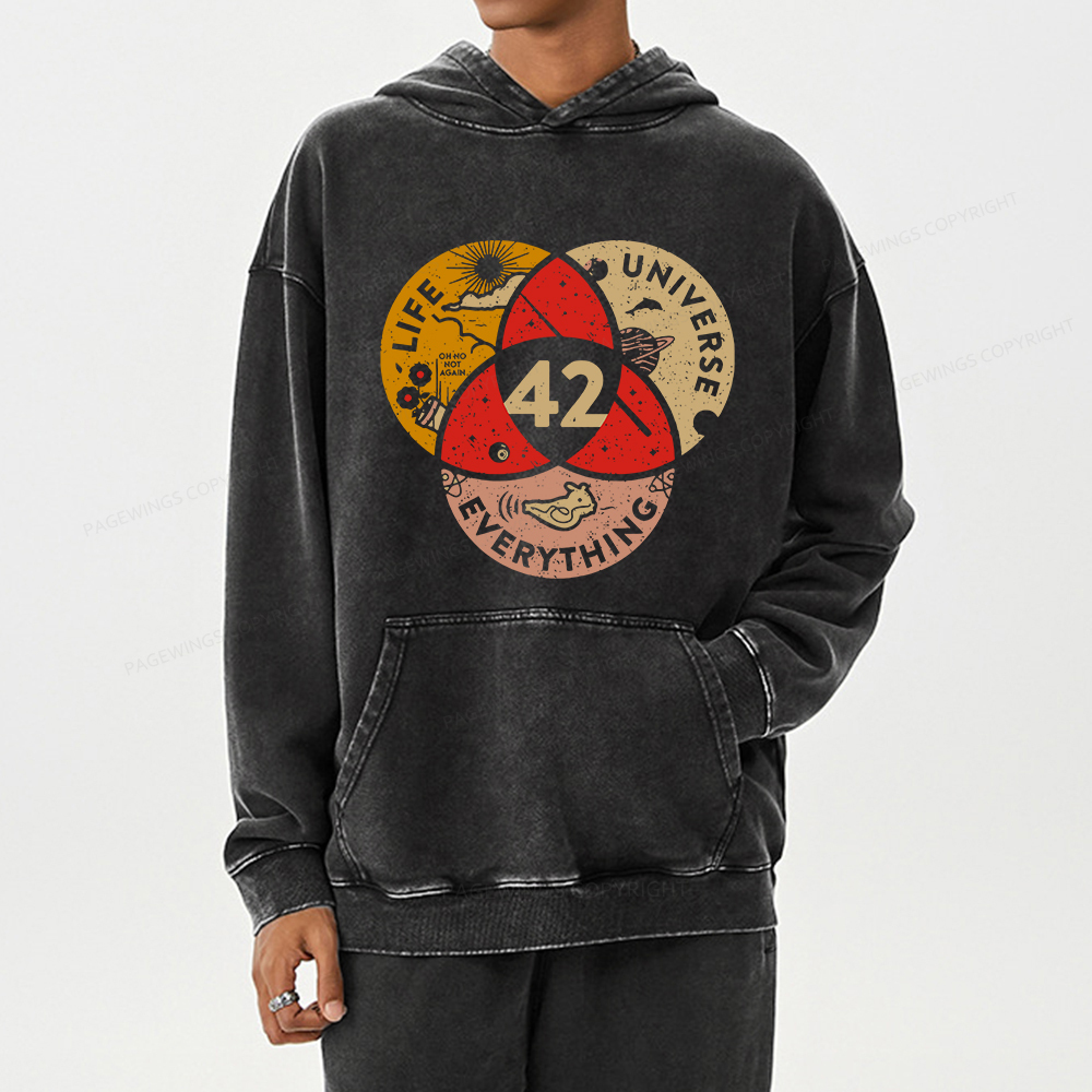 Pagewings 42 The Answer To Life The Universe And Everything Unisex Washed Hoodie