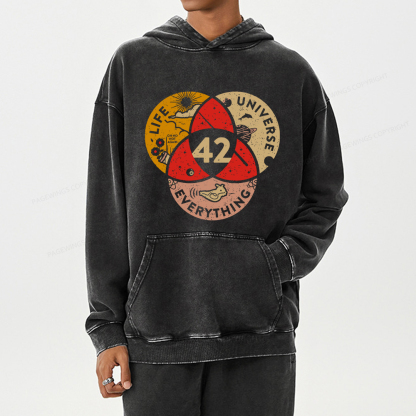 Pagewings 42 The Answer To Life The Universe And Everything Unisex Washed Hoodie