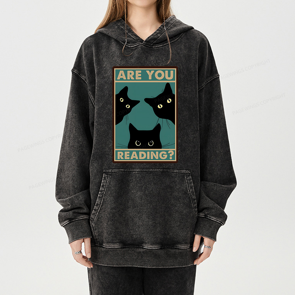 Pagewings Are You Reading Unisex Washed Hoodie