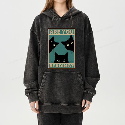 Pagewings Are You Reading Unisex Washed Hoodie