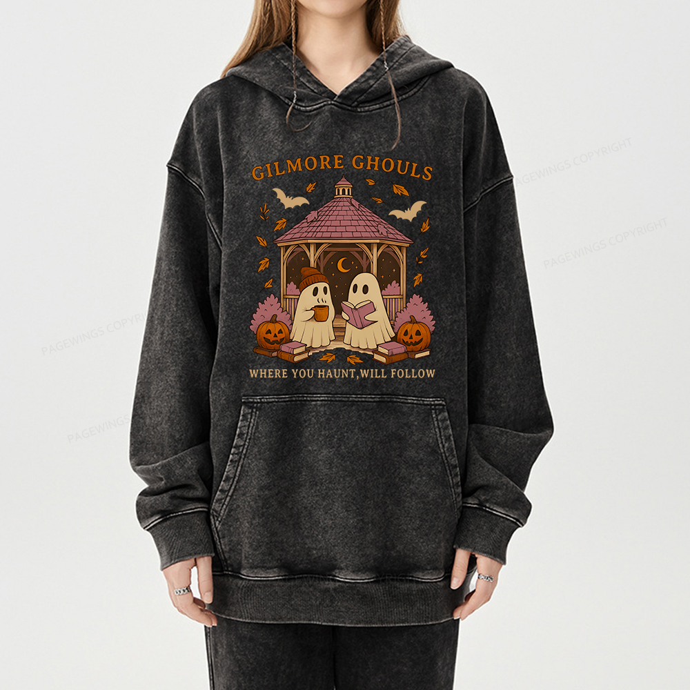 Pagewings Gilmore Ghouls Unisex Washed Hoodie