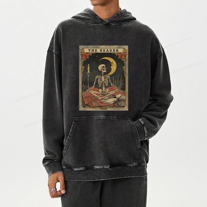 Pagewings The Reader Tarot Card Unisex Washed Hoodie