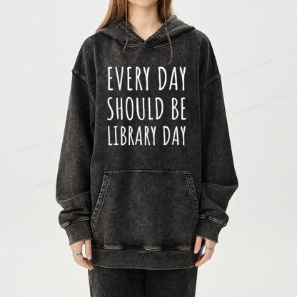 Pagewings Library Day Media Specialist  Unisex Washed Hoodie