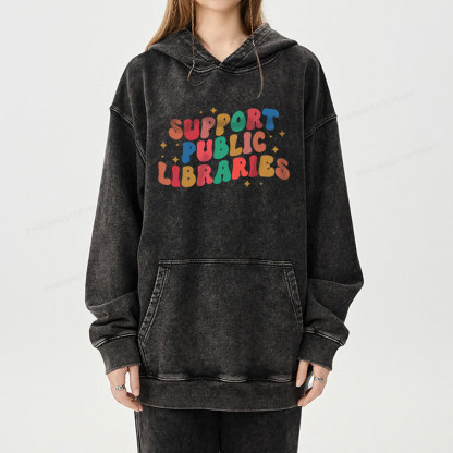 Pagewings Public Library Unisex Washed Hoodie