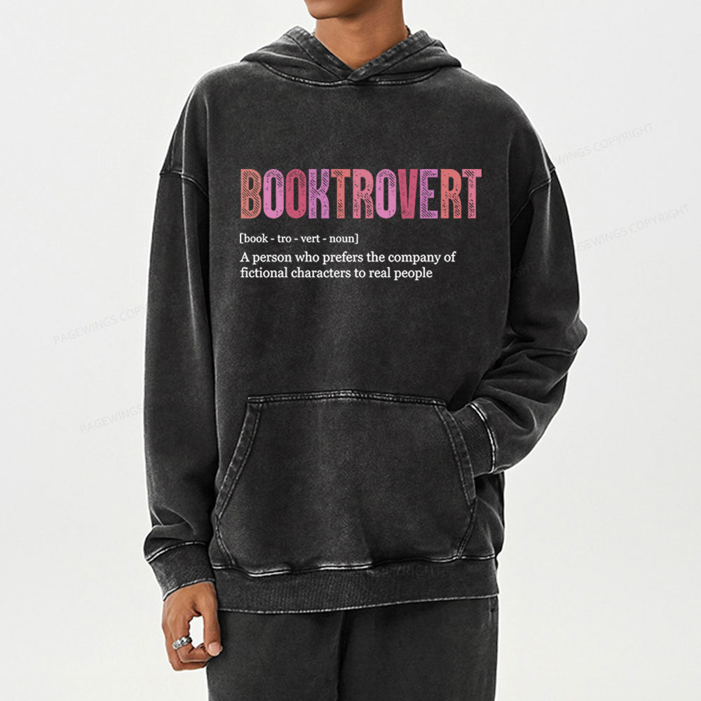 Pagewing Funny Book Lover Unisex Washed Hoodie