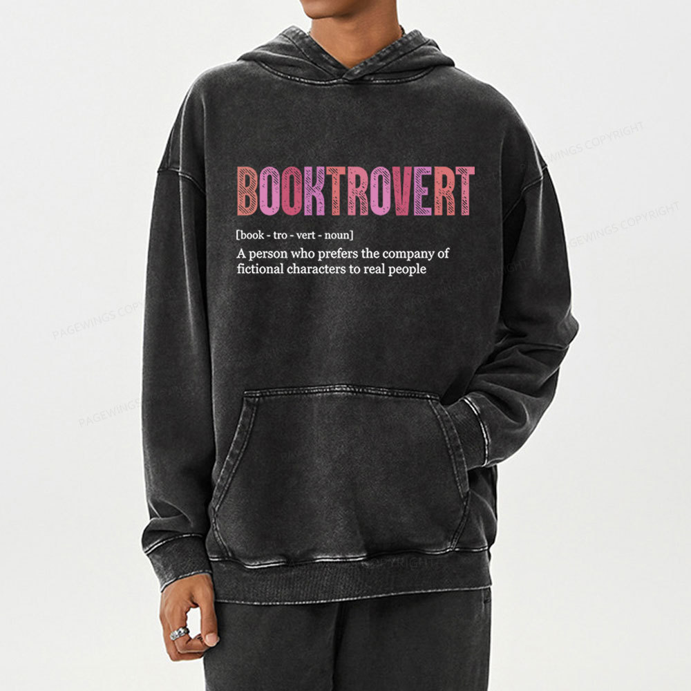 Pagewing Funny Book Lover Unisex Washed Hoodie