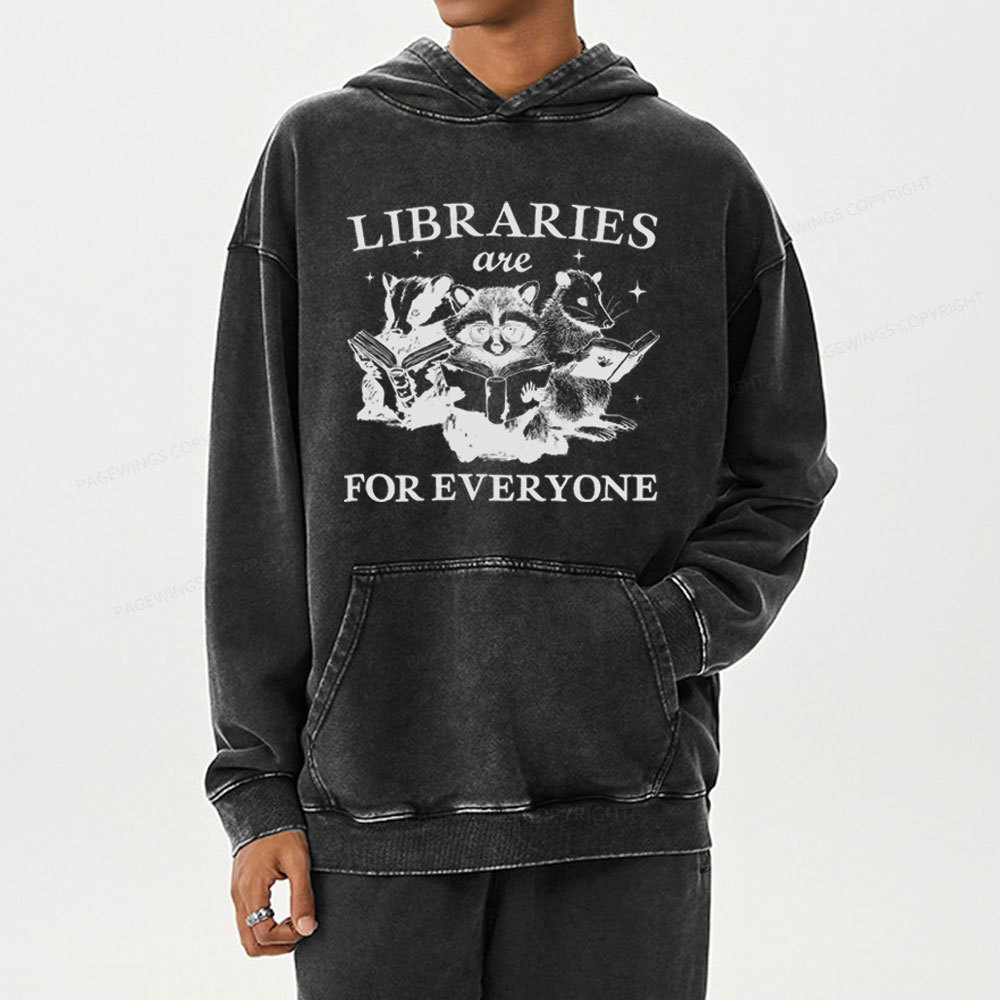 Pagewings Libraries Are For Everyone Unisex Washed Hoodie