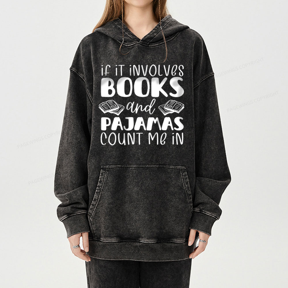 Pagewings Books And Pajamas Unisex Washed Hoodie