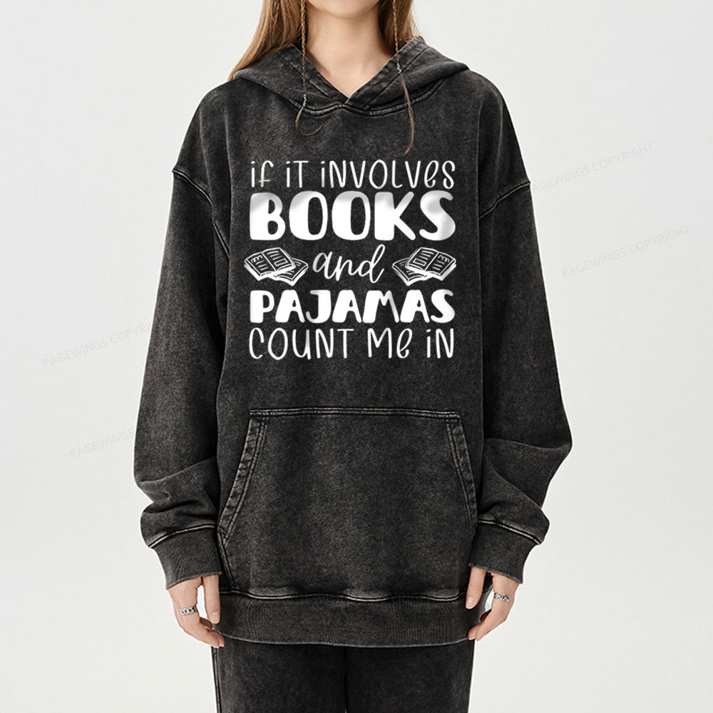Pagewings Books And Pajamas Unisex Washed Hoodie