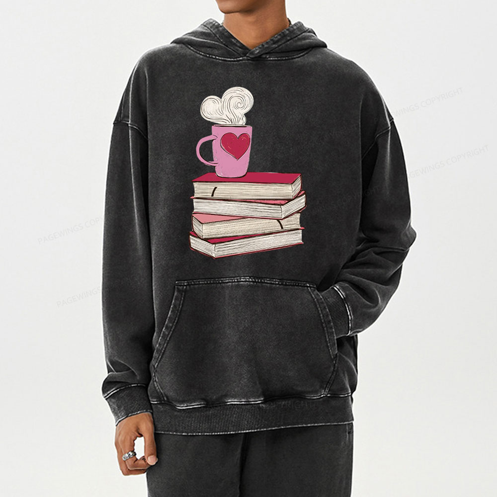 Pagewing Valentine's Day Gift for the Book Lover Unisex Washed Hoodie