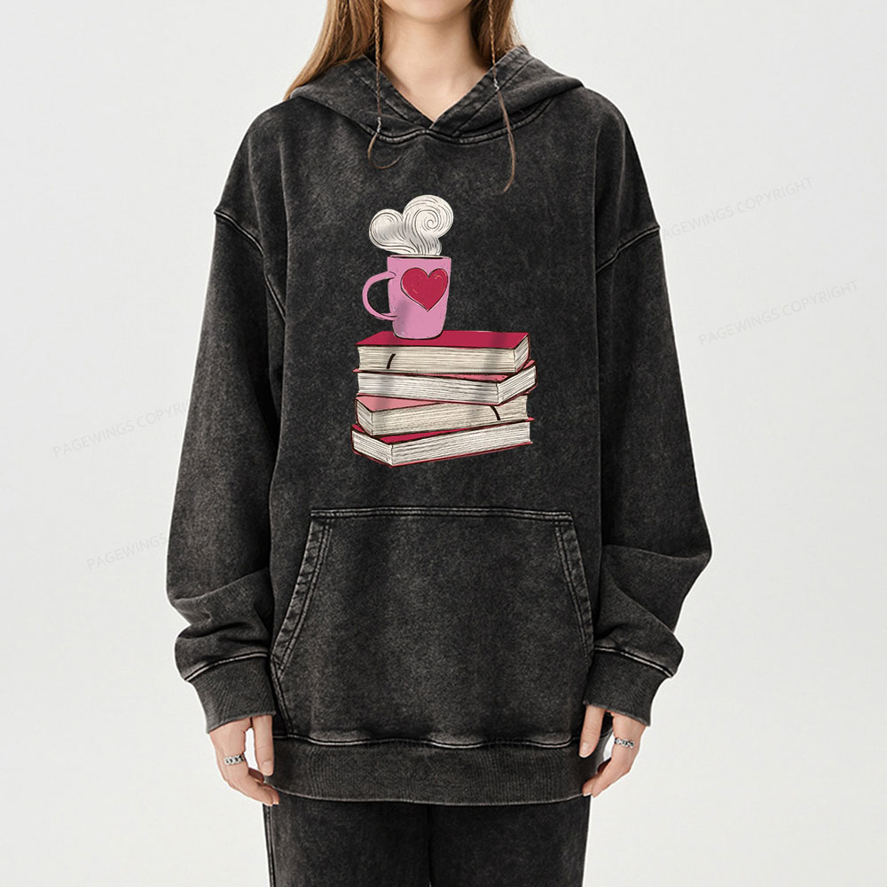 Pagewing Valentine's Day Gift for the Book Lover Unisex Washed Hoodie