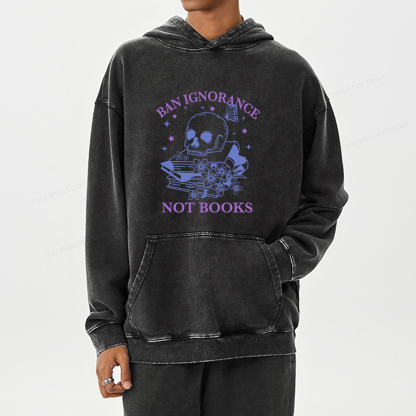 Pagewings Ban Lgnorance Not Books Unisex Washed Hoodie