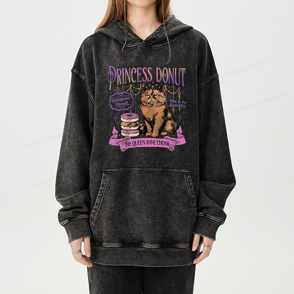 Pagewings Princess Donut Unisex Washed Hoodie