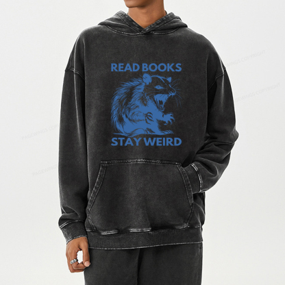 Pagewings Read Books Stay Weird Unisex Washed Hoodie