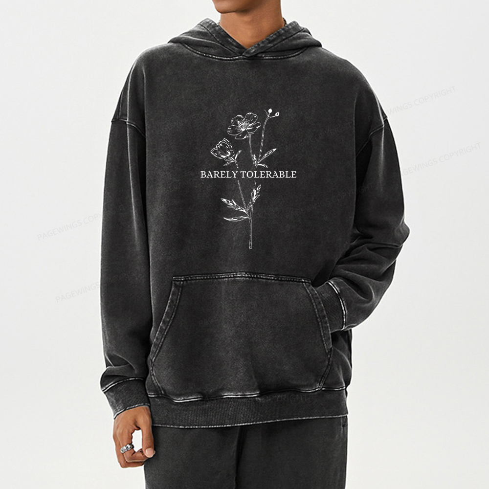 Pagewings Barely Tolerable Unisex Washed Hoodie