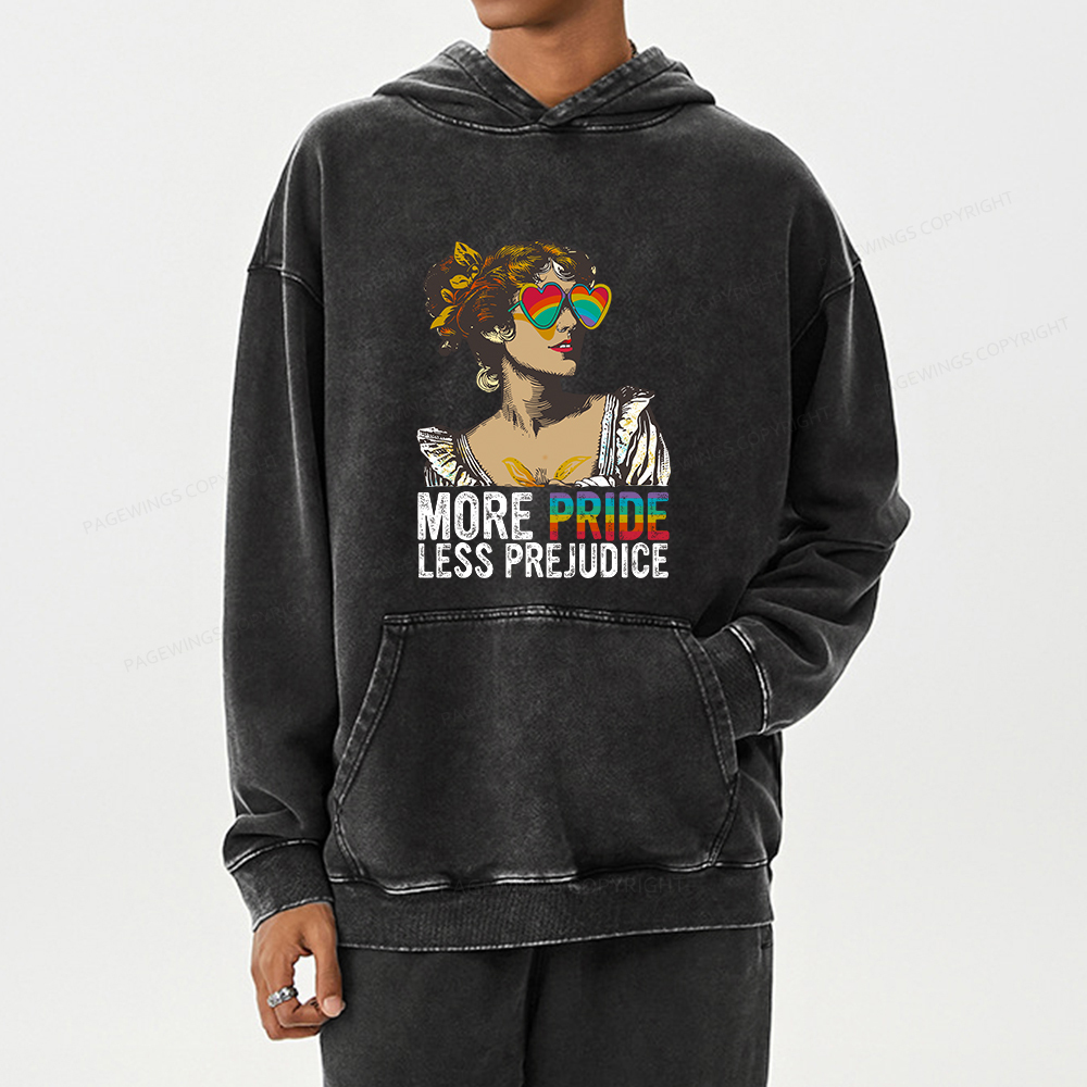 Pagewings More Pride Less Prejudice Unisex Washed Hoodie