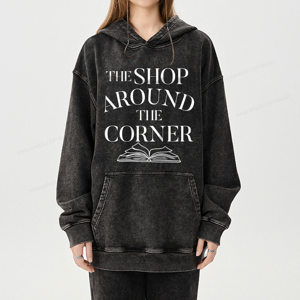 Pagewings The Shop Around The Corner Bookworm Unisex Washed Hoodie