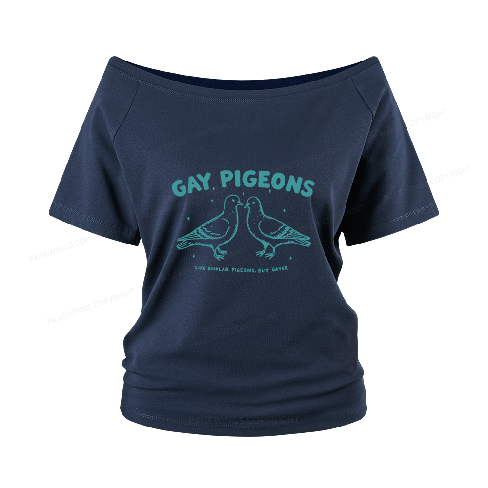 Pagewings Gay Pigeons Women Off Shoulder T-shirts