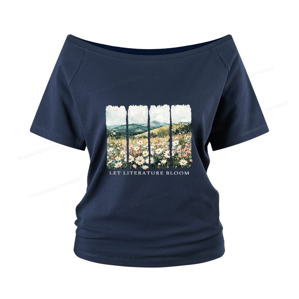 Pagewings Let Literature Bloom Women Off Shoulder T-shirts