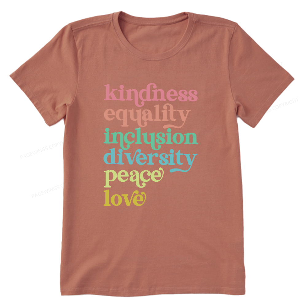 Pagewings Kindness Equality Inclusion Diversity Peace Love Unisex Classic T-shirt