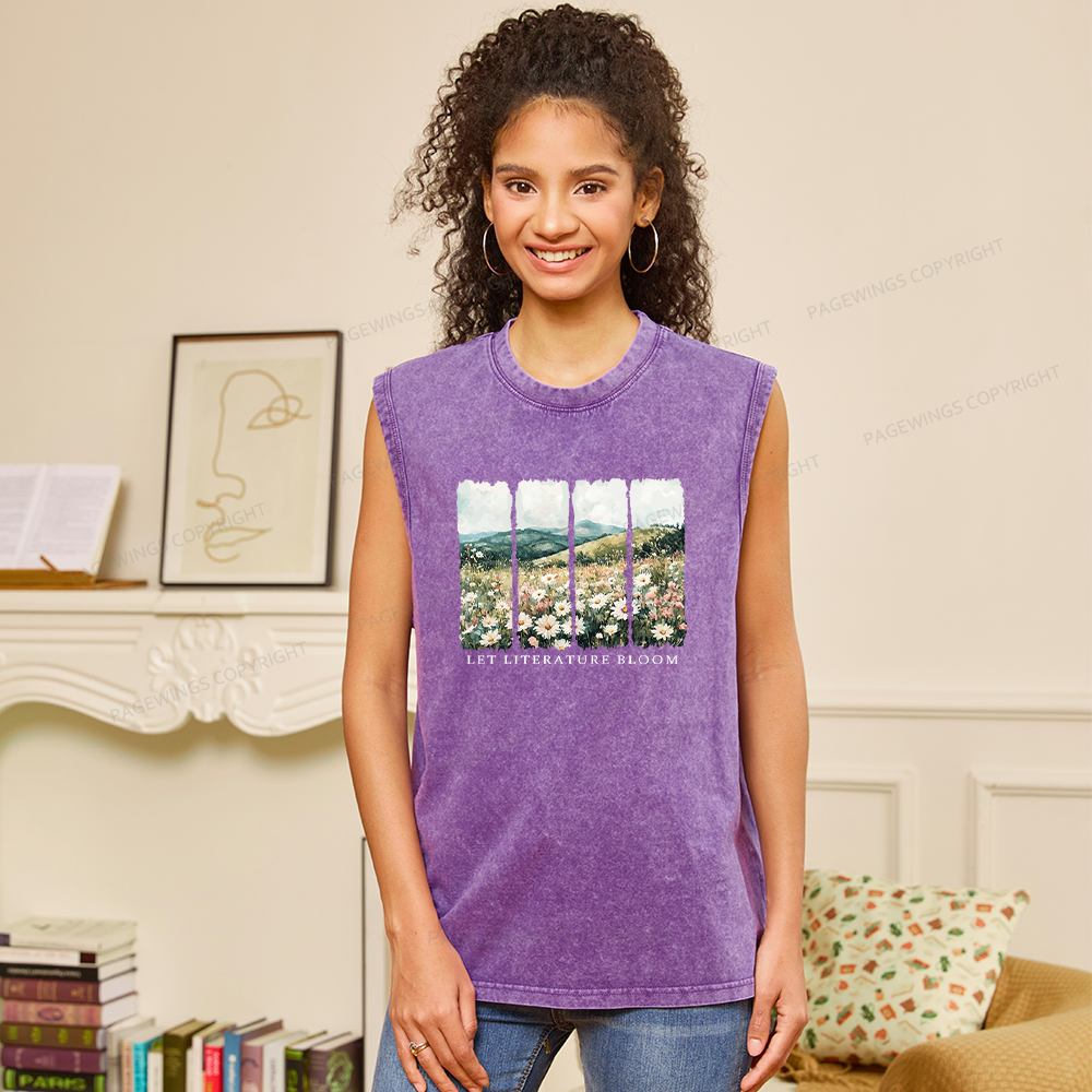 Pagewings Let Literature Bloom Unisex Washed Tank Top