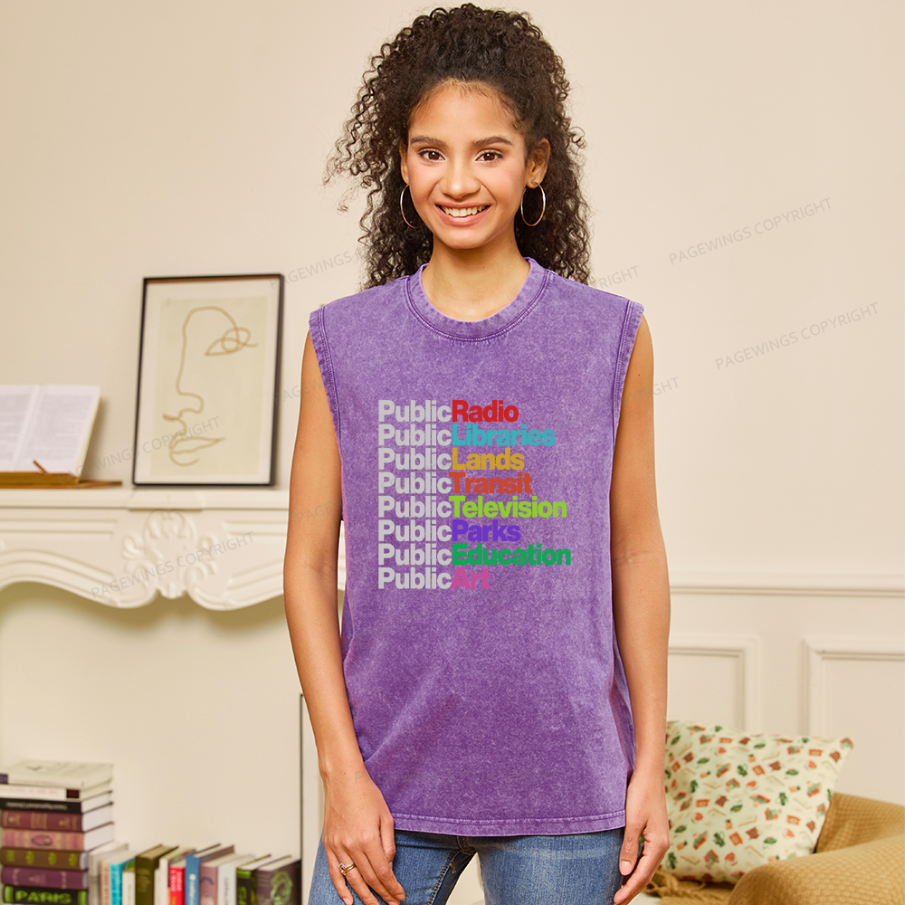 Pagewings Public Libraries Unisex Washed Tank Top
