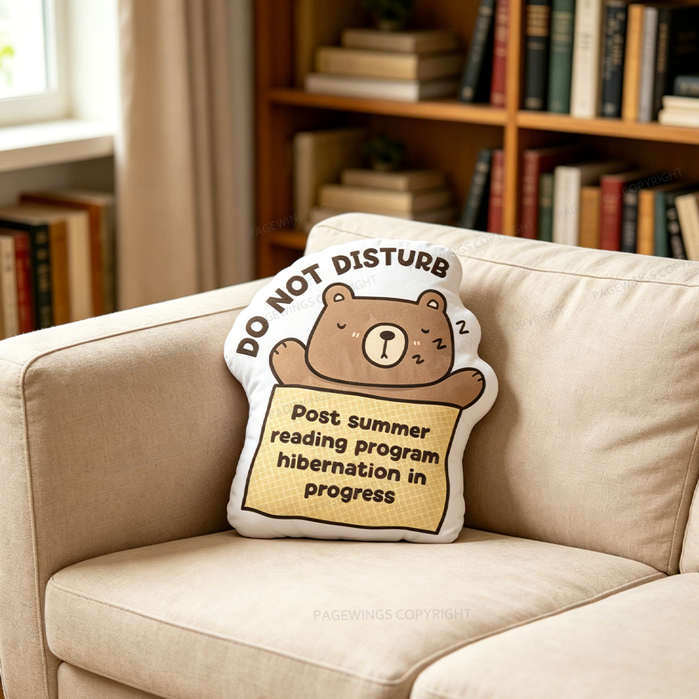 Pagewings Librarian Summer Reading Shaped Throw Pillow