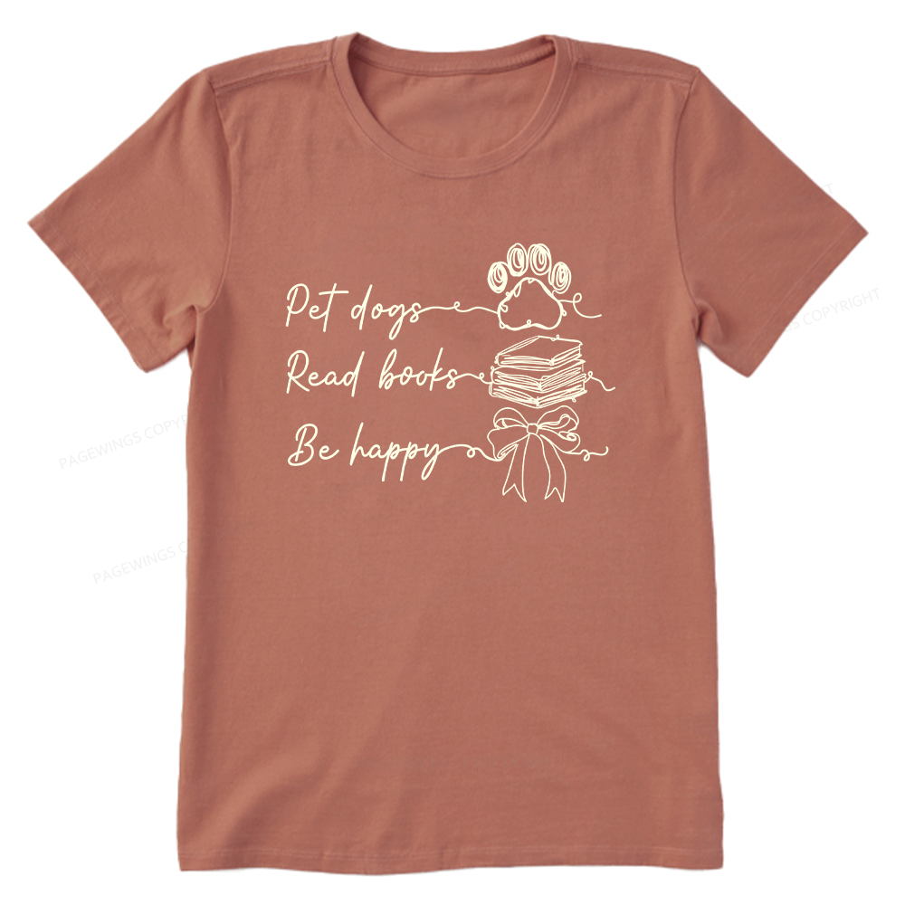 Pagewings Pet Dogs Read Books Be Happy Unisex Classic T-shirt