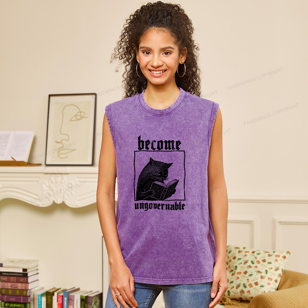 Pagewings Become Ungovernable Unisex Washed Tank Top