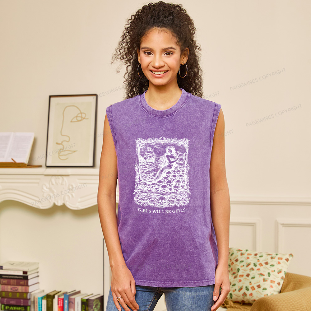 Pagewings Girls Will Be Girls Unisex Washed Tank Top