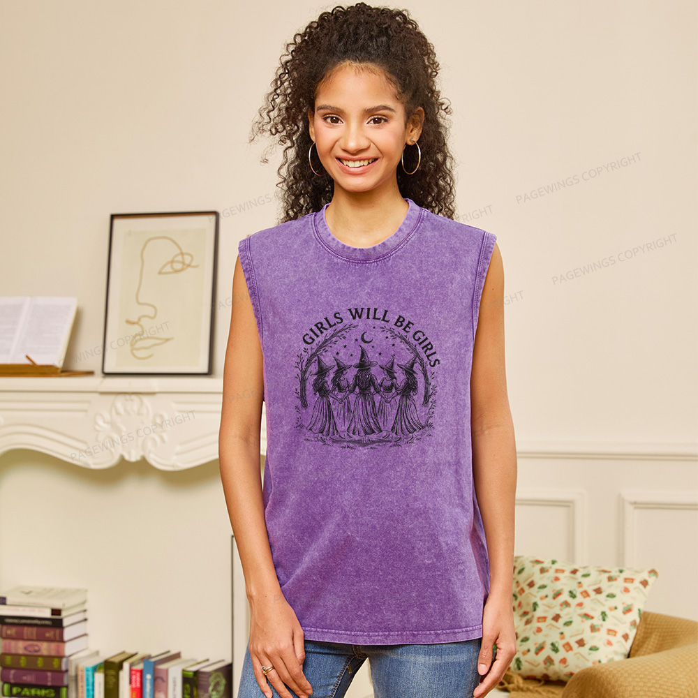 Pagewings Girls Will Be Girls Unisex Washed Tank Top
